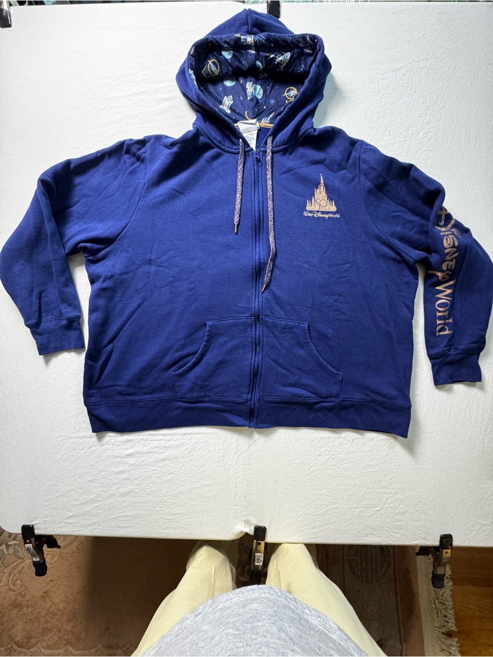 Disney Men's Navy Full-Zip Hoodie with Castle Logo